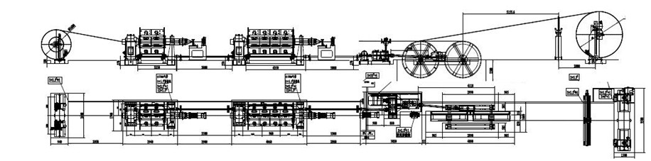 layout of 500 6+12 rigid stranding machine from capstian